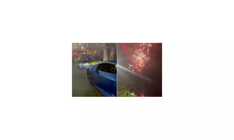 Chaos Erupts in London as Yobs in Supercars Block Roads & Set Off Fireworks at Midnight