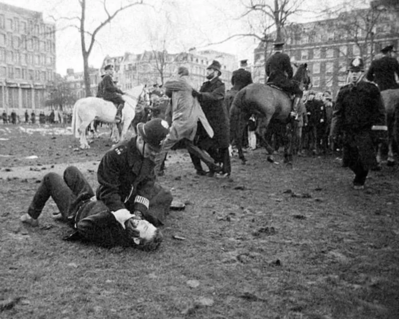 Clashes in Grosvenor Square: Police and Protesters Face Off in Central London