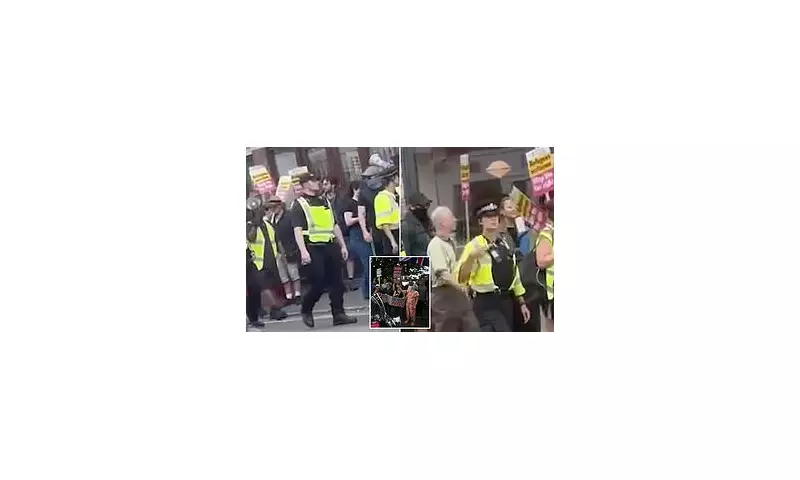 Police Escort Migrant Protesters Outside Asylum Seeker Hotel Amid Rising Tensions