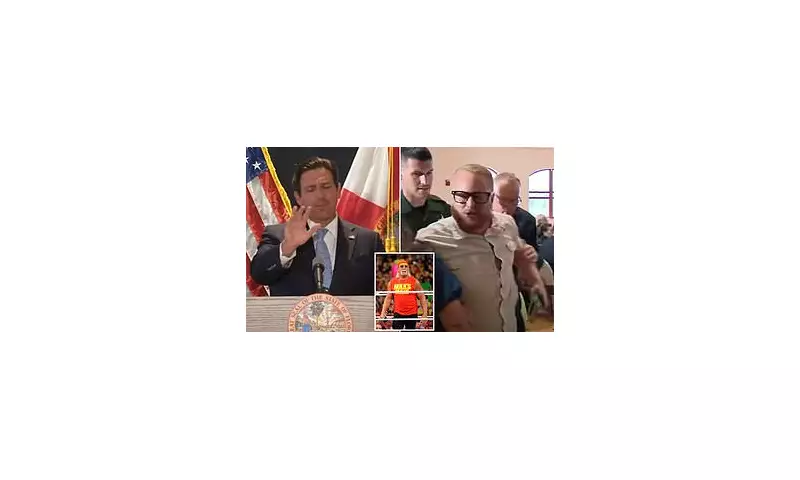 Ron DeSantis Disrupted by Screaming Protester During Hulk Hogan Tribute Event