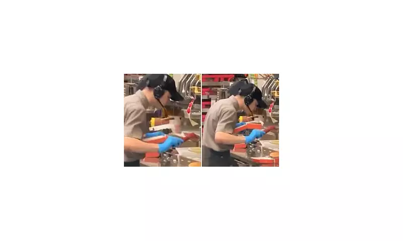 Shocking Footage: Fast Food Worker Spits on Customer's Burger in Disgusting Act