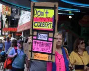 Fans Rally to Save The Late Show with Stephen Colbert in Manhattan Protest