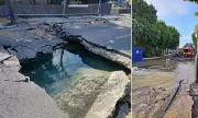 Giant Sinkhole Swallows Clapham Street After Water Main Burst – Chaos Ensues