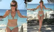 Laura Hamilton Stuns in Blue Bikini During Family Getaway to Sardinia
