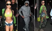 Tyla Stuns in Neon Green Lace Bra and Denim Hot Pants During Night Out with Stormzy in Brixton