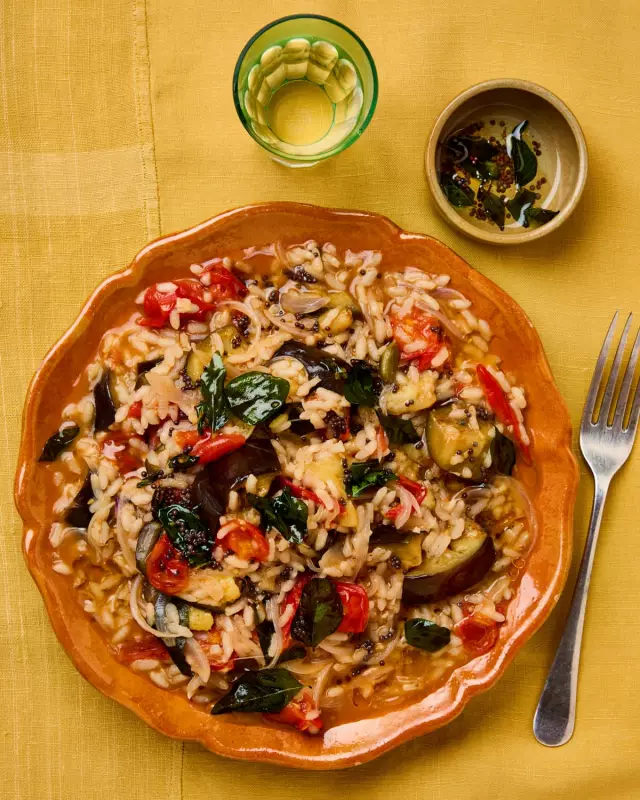 Delicious Vegan Sri Lankan-Style Aubergine & Tomato Rice Recipe by Meera Sodha