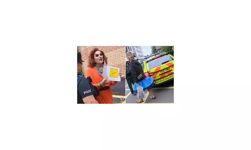 Drag Queen Escorted by Police at Kids' Event Amid Protests – Threatens Legal Action Over Online Abuse