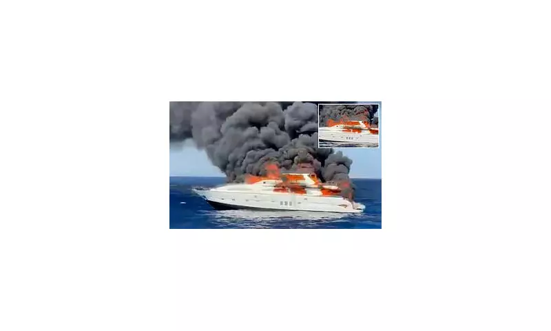 Dramatic Footage Captures Luxury Yacht Engulfed in Flames Before Sinking in the Mediterranean