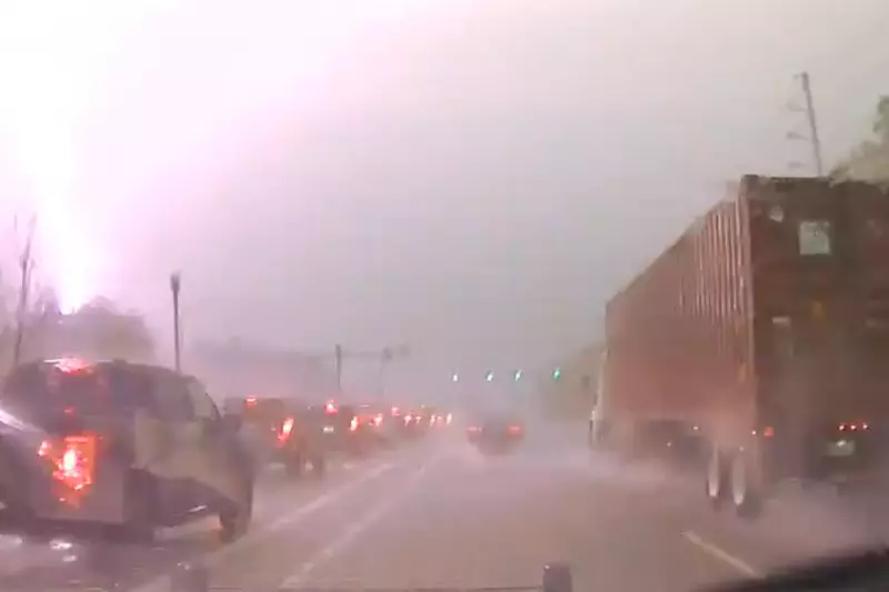 Dramatic Lightning Strike Causes Explosion on South Carolina Highway