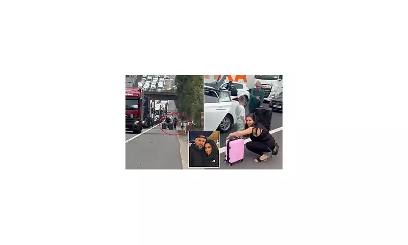 Holidaymakers' Motorway Madness: Desperate Dash on Foot to Catch Flight at Manchester Airport