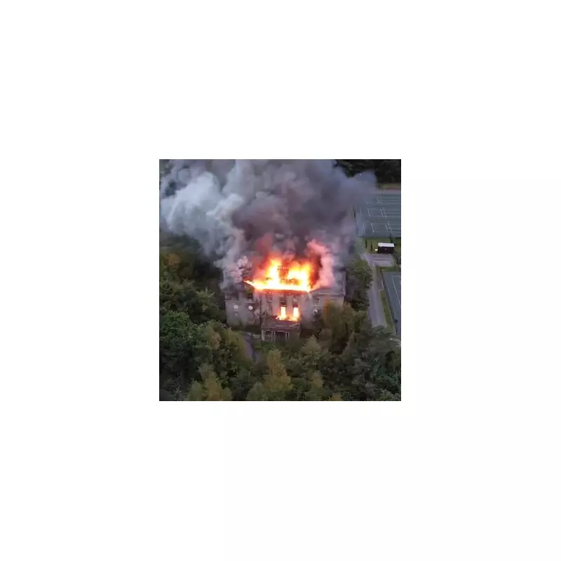 Inferno Engulfs Historic Woolton Hall: Merseyside Fire Crews Battle Overnight Blaze