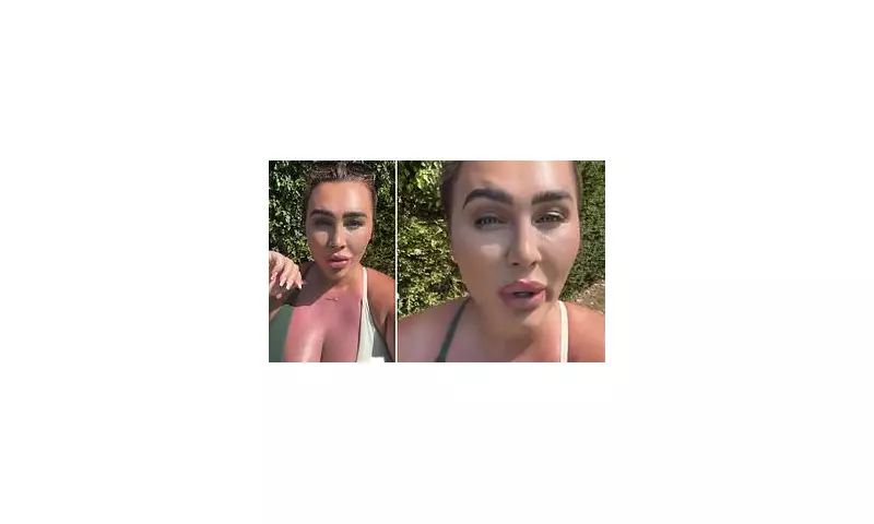 Lauren Goodger Flaunts Sunburnt Cleavage in Plunging Bikini While Promoting Games to Fans in Her Garden