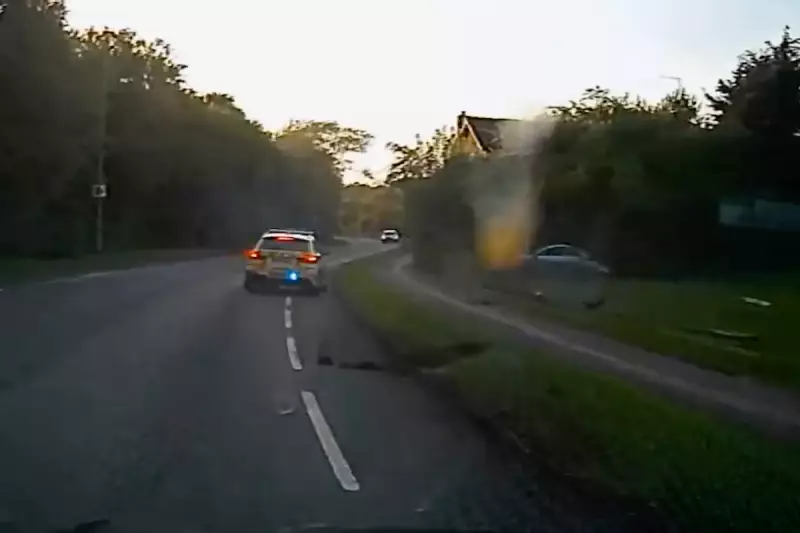 Mercedes Crashes Through Hedge in Dramatic Police Chase | Shocking Video