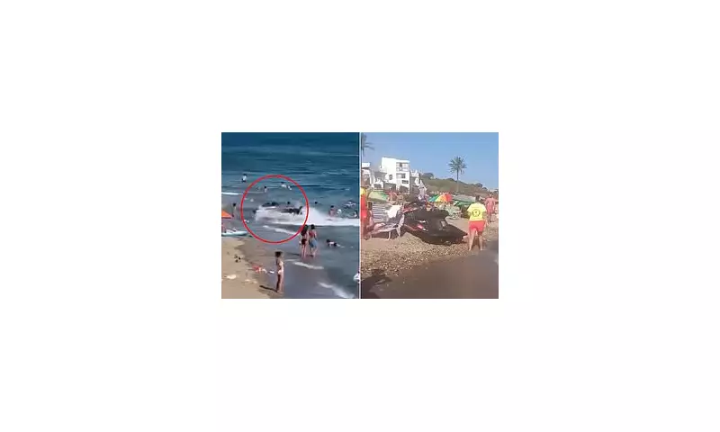 Shocking Jet Ski Scare: Beachgoers Narrowly Escape Disaster in Heart-Stopping Footage