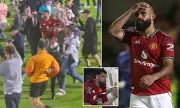 Bruno Fernandes Heroically Protects Brentford's Bryan Mbeumo From Pitch Invader During Man United's Shock Defeat