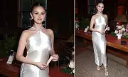 Selena Gomez Stuns in Glittering White Gown at Rare Beauty Perfume Launch