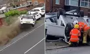 Shocking Moment: Car Flips Onto Lamppost in High-Speed Westminster Crash | Dramatic Dashcam Footage
