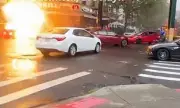 Shocking Moment: Manhole Explodes in New York Sending Pavement Flying