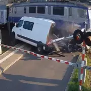 Shocking Moment Train Obliterates Van on Tracks in Heart-Stopping Near-Miss