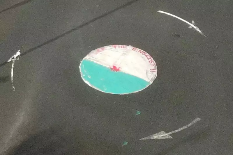 England Flag Defaced on Welsh Roundabout in Apparent Act of Sporting Rivalry Sabotage