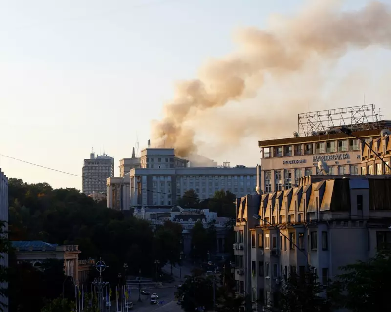 Kyiv in Flames: Russian Attack Kills Child and Sparks Government Building Inferno