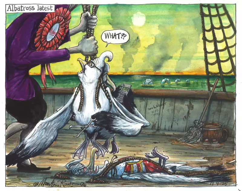 Martin Rowson's Scathing Cartoon: Starmer's Labour Haunted by Mandelson's Ghost | Political Satire