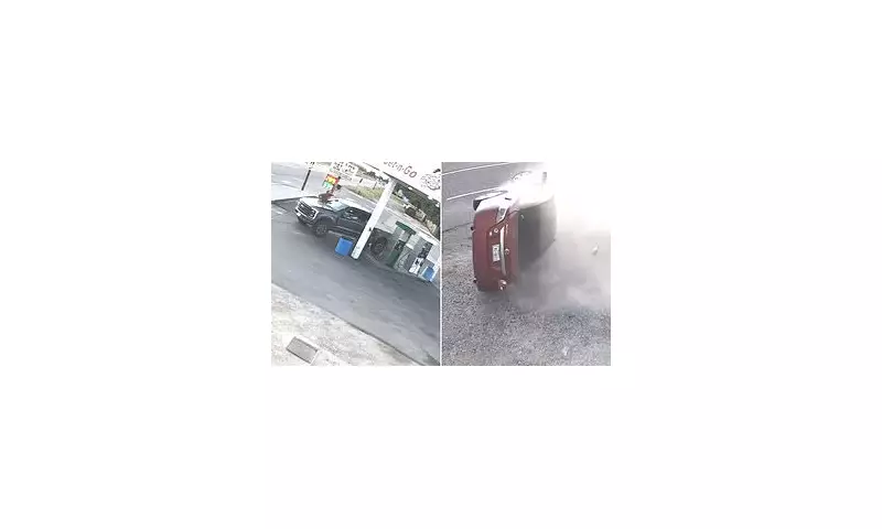 Nebraska Gas Station Inferno: Shocking Dashcam Captures Nissan Altima's Explosive Crash | Daily Mail