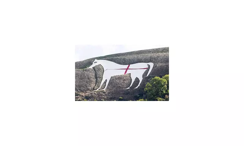 Operation Raise Colours: RAF's Stunning White Horse of Wiltshire Transformed into Giant St George's Cross