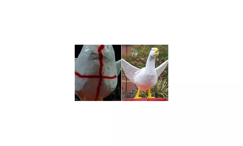 Police Launch Investigation After Goose Mascot St George's Cross Flag is Vandalised in Bizarre Town Centre Incident