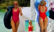 Carrie Bickmore Stuns in Retro Baywatch-Inspired Swimwear During Australian Getaway