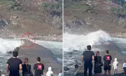 Instant Karma Caught on Camera: Duo Swept Off Feet by Rogue Wave After Ignoring Weather Warnings