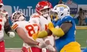 NFL Fury in Brazil: Travis Kelce Smacked in Face by Chargers' Teair Tart in Shocking On-Field Bust-Up