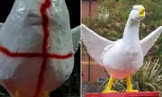 Police Launch Investigation After Goose Mascot St George's Cross Flag is Vandalised in Bizarre Town Centre Incident