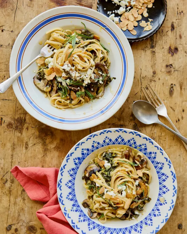 Autumn Comfort Food: Thomasina Miers' Mushroom Linguine & Poached Pears with Hazelnut Crumble