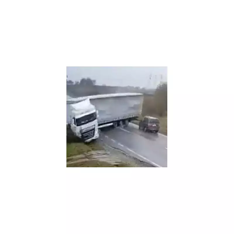 Miracle Motorway Escape: Driver Survives Being Crushed by Jackknifed Lorry in Heart-Stopping CCTV