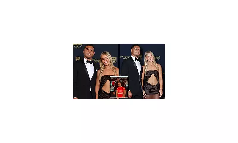 NRL Power Couple Steal the Show: Dolphins Star Tevita Naufahu and Dragons NRLW Partner Indie Bostock Dazzle at Dally M Awards