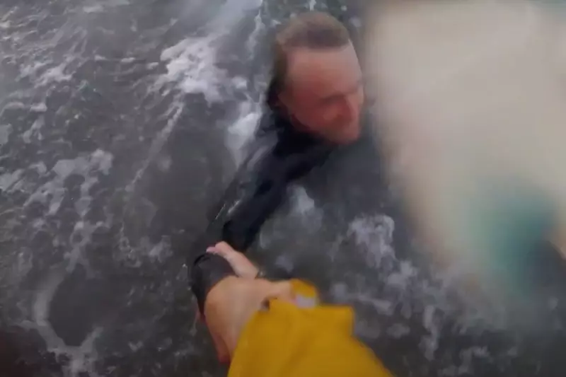 RNLI Lifeguards Execute Daring Surf Rescue as Swimmer Battles Treacherous Rip Current