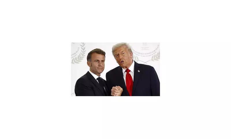 Trump and Macron's Tense Handshake: Power Play or Diplomatic Spat at Peace Summit?