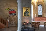 Ancient Canterbury Cathedral Defaced with Modern Political Graffiti Targeting Elon Musk and JD Vance