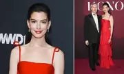 Anne Hathaway Stuns in Crimson Valentino Gown at WWD Honors in New York