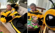 David Beckham's Buzzing Halloween Transformation: Football Icon Stings as Adorable Bumblebee for New Snack Venture