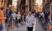 Spanish Fury: Locals Surround Tourists in Heated Confrontation Over Cycling in Pedestrian Zone