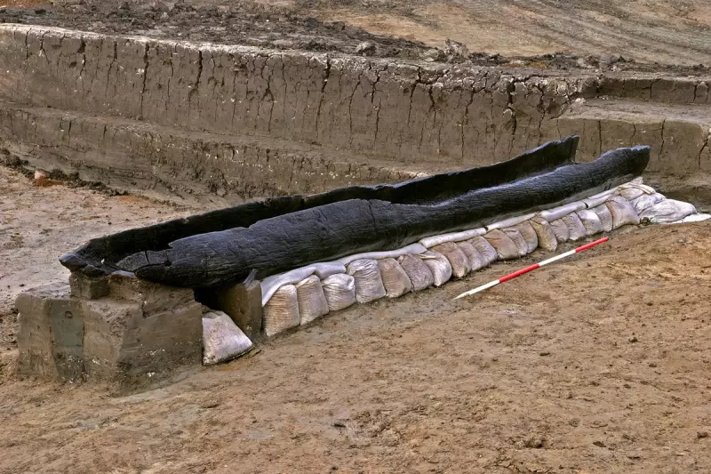 3,000-Year-Old Bronze Age Log Boats Emerge From Riverbed For Display