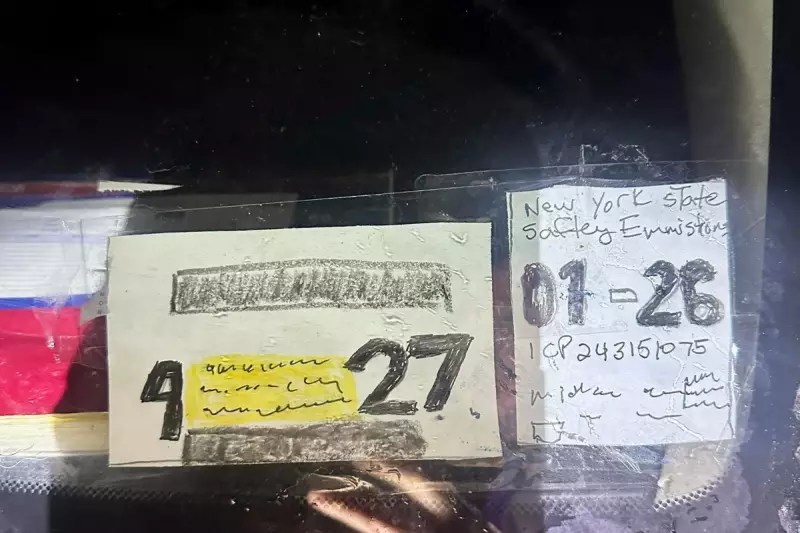 Driver's Crayon-Crafted Fake Vehicle Stickers Land Them in Trouble