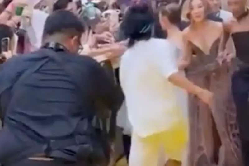 Fan Leaps Barrier at Ariana Grande on Wicked Premiere Red Carpet