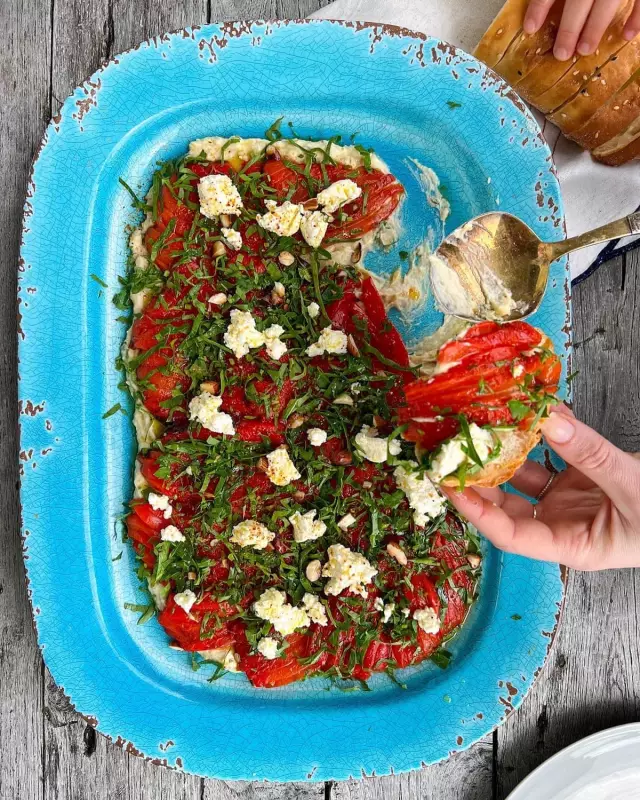 Garlic Roast Peppers on Papula: A Plant-Forward Feast