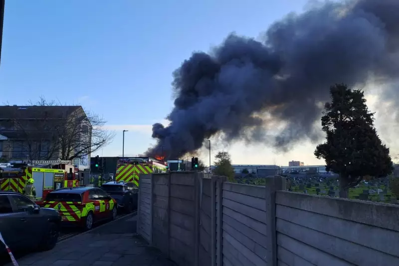 Major Fire Erupts at Southall Retail Park, 100 Firefighters Respond