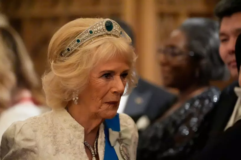 Queen Camilla stuns in Queen Elizabeth's emerald tiara at Windsor
