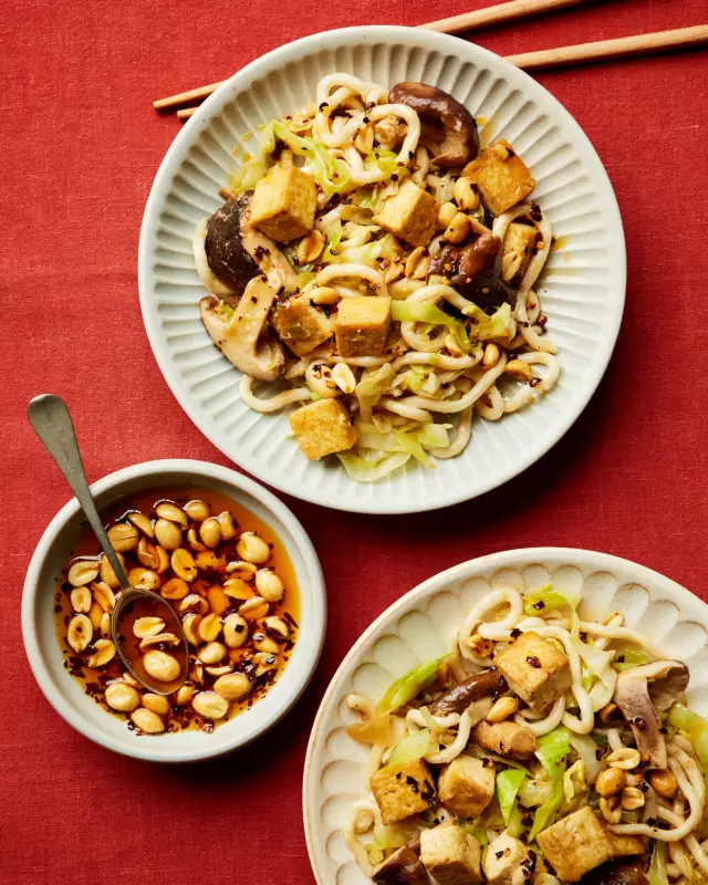 Rukmini Iyer's 15-Minute Chilli Crisp Noodles with Tofu & Cabbage