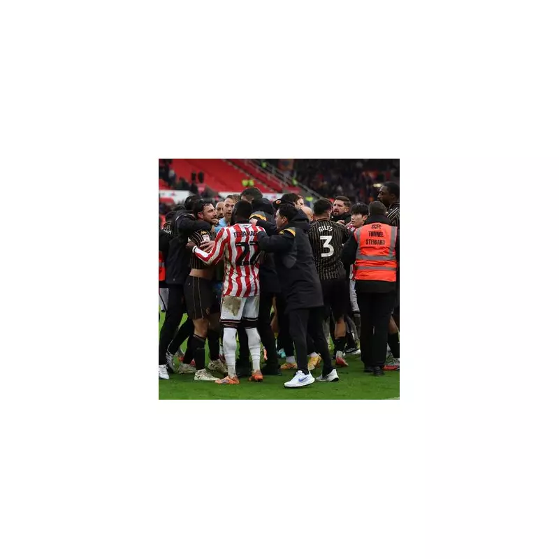 Stoke vs Hull ends in mass brawl after late winner sparks chaos